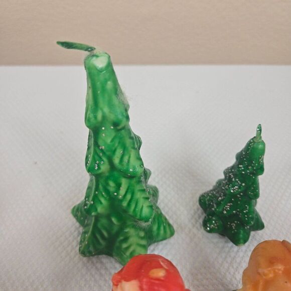 Vintage Gurly Halo Christmas Candle Lot 10 Santa Snowman Angel Tree Choir - Picture 8 of 16